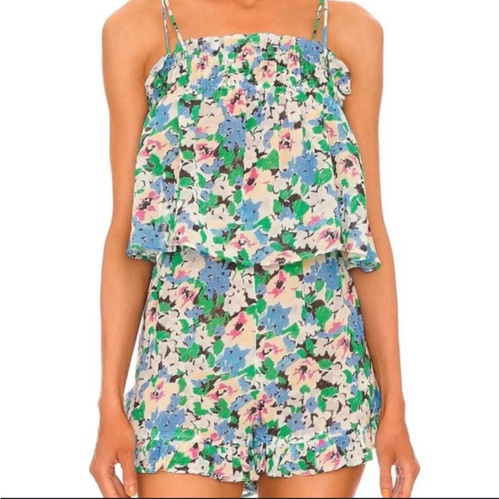 Ganni Multicolor Floral Smocked Top